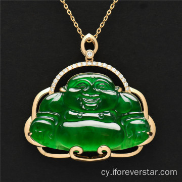 Maitreya Bwdha Jade Gemstone Emwaith